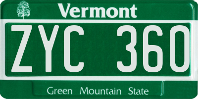 VT license plate ZYC360