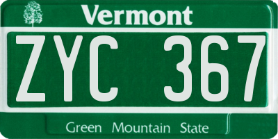 VT license plate ZYC367