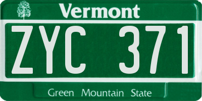 VT license plate ZYC371
