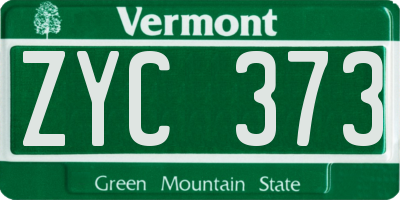 VT license plate ZYC373