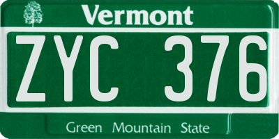 VT license plate ZYC376
