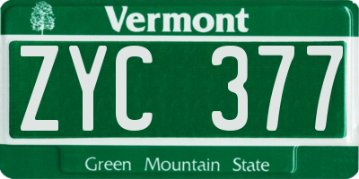 VT license plate ZYC377