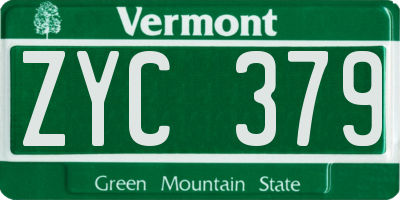 VT license plate ZYC379