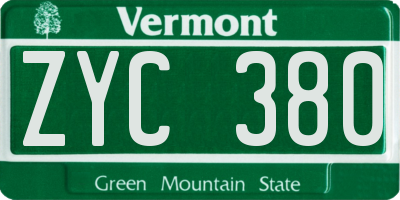 VT license plate ZYC380