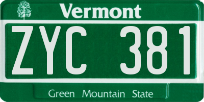 VT license plate ZYC381