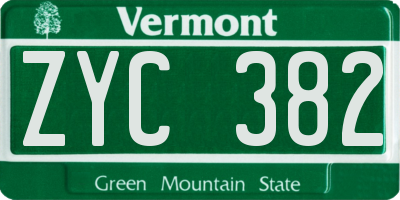 VT license plate ZYC382