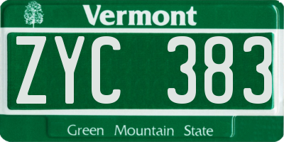 VT license plate ZYC383