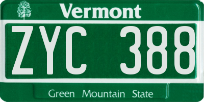 VT license plate ZYC388