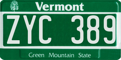 VT license plate ZYC389