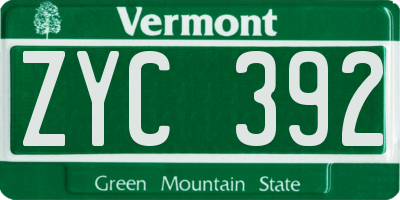VT license plate ZYC392