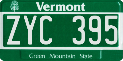 VT license plate ZYC395