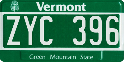 VT license plate ZYC396