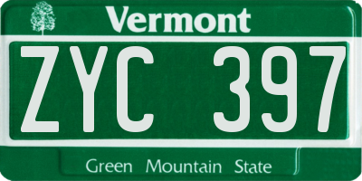 VT license plate ZYC397