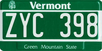 VT license plate ZYC398