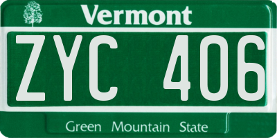 VT license plate ZYC406