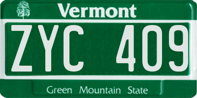 VT license plate ZYC409