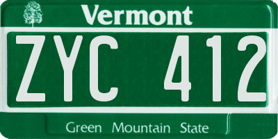 VT license plate ZYC412
