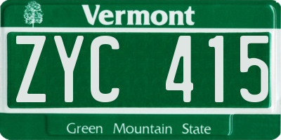 VT license plate ZYC415