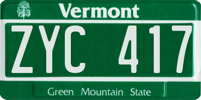 VT license plate ZYC417