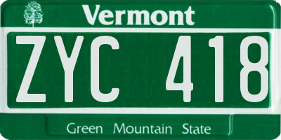 VT license plate ZYC418