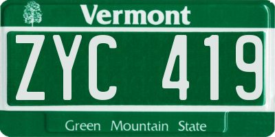 VT license plate ZYC419