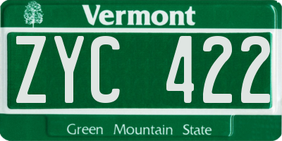 VT license plate ZYC422