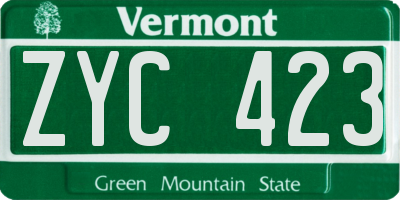 VT license plate ZYC423