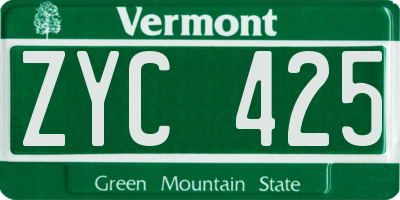 VT license plate ZYC425