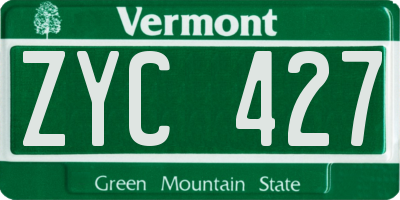 VT license plate ZYC427