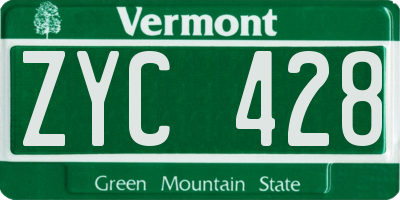 VT license plate ZYC428