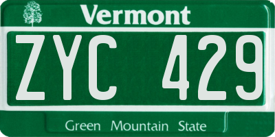 VT license plate ZYC429