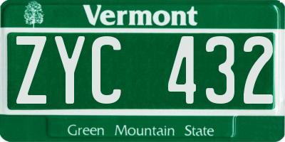 VT license plate ZYC432
