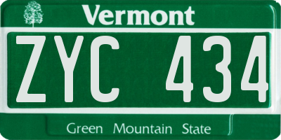 VT license plate ZYC434