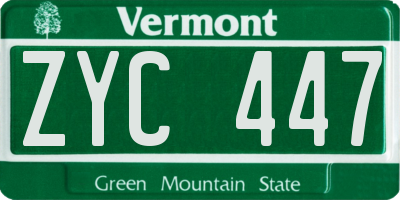 VT license plate ZYC447