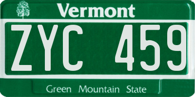 VT license plate ZYC459
