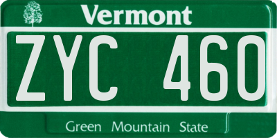 VT license plate ZYC460