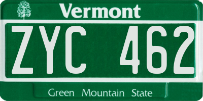 VT license plate ZYC462