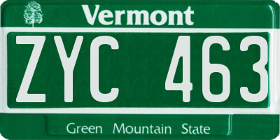 VT license plate ZYC463