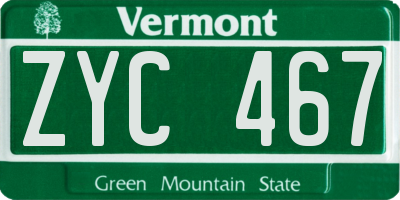 VT license plate ZYC467