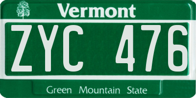 VT license plate ZYC476