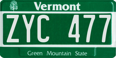 VT license plate ZYC477