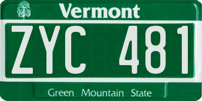 VT license plate ZYC481