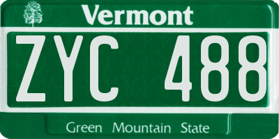 VT license plate ZYC488