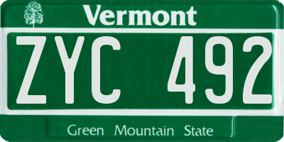 VT license plate ZYC492
