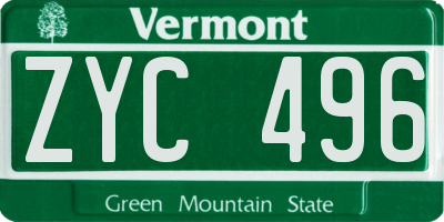 VT license plate ZYC496