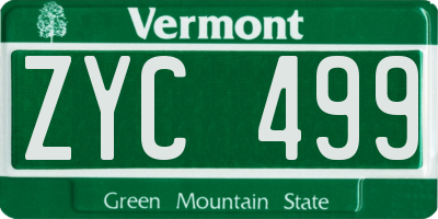 VT license plate ZYC499