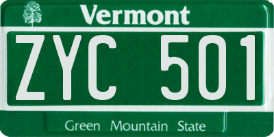 VT license plate ZYC501