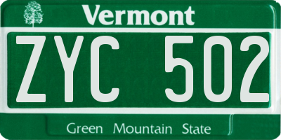 VT license plate ZYC502
