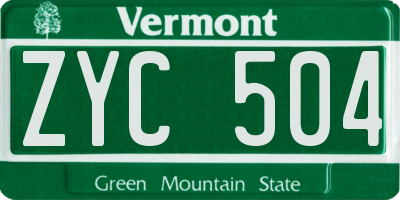 VT license plate ZYC504