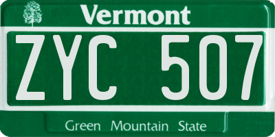 VT license plate ZYC507